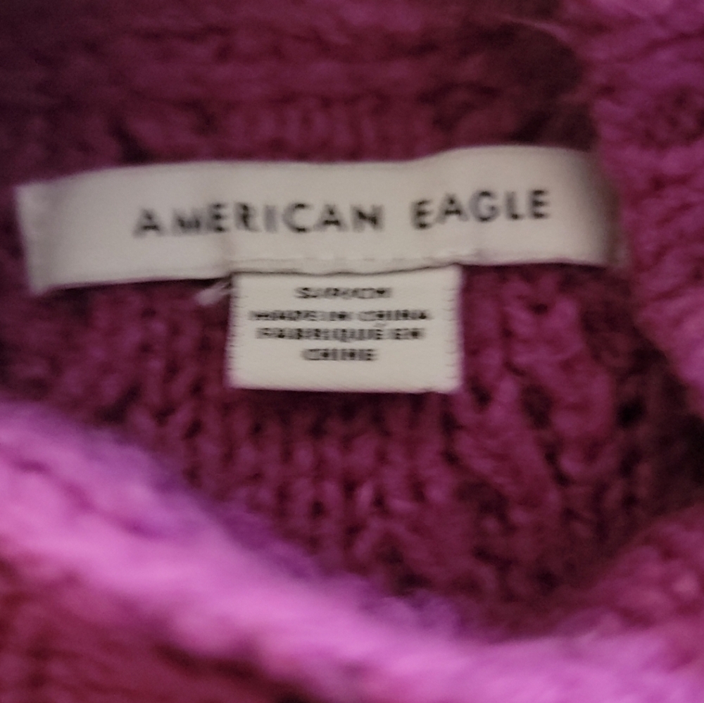 American Eagle Outfitters Purple Cable Knit Mock Neck Pullover Sweater Size S - Picture 6 of 10